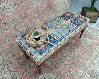 bedroom ottoman bench, wood bench, boho chair, dining table bench, ottoman bench seat, turkish rug bench, long ottoman bench, BENCH 160