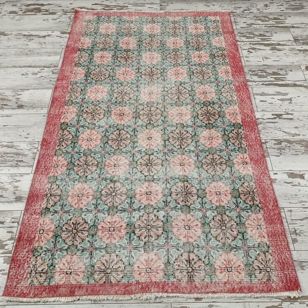 "Teppich ""Blütenteppich"" , Teppich Handgesponnene Kelim Teppich, Handgeknüpfter Teppich, Kurzflorteppich, 70er, 70er, 80er, 80er, 70er, 70er, 80er, 80er, 70er, 80er, 80er, 80er, 80er, 80er, 80er, 80er, 80er, 100x110 cm, VT 5482."