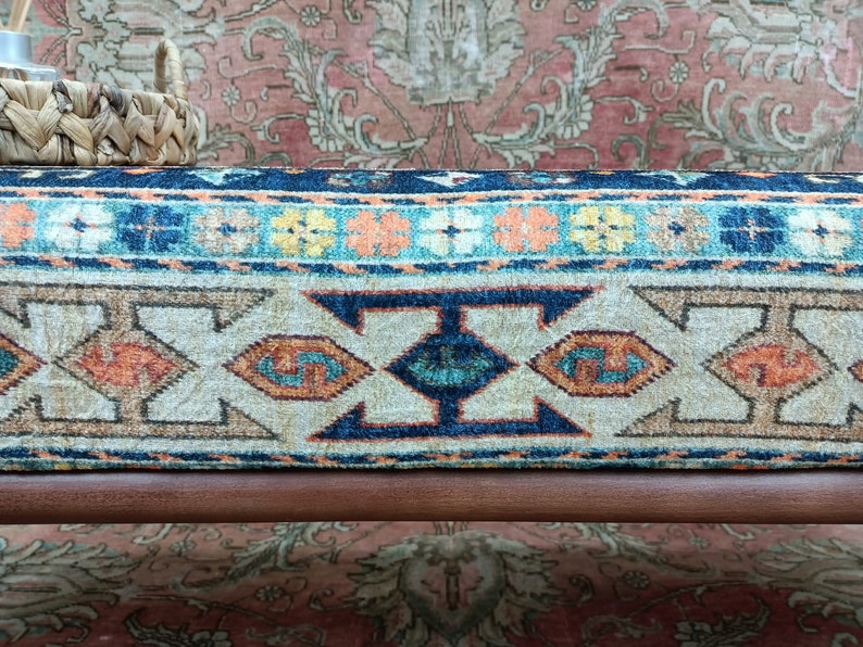 bedroom ottoman bench, wood bench, boho chair, dining table bench, ottoman bench seat, turkish rug bench, long ottoman bench, BENCH 160 image 5