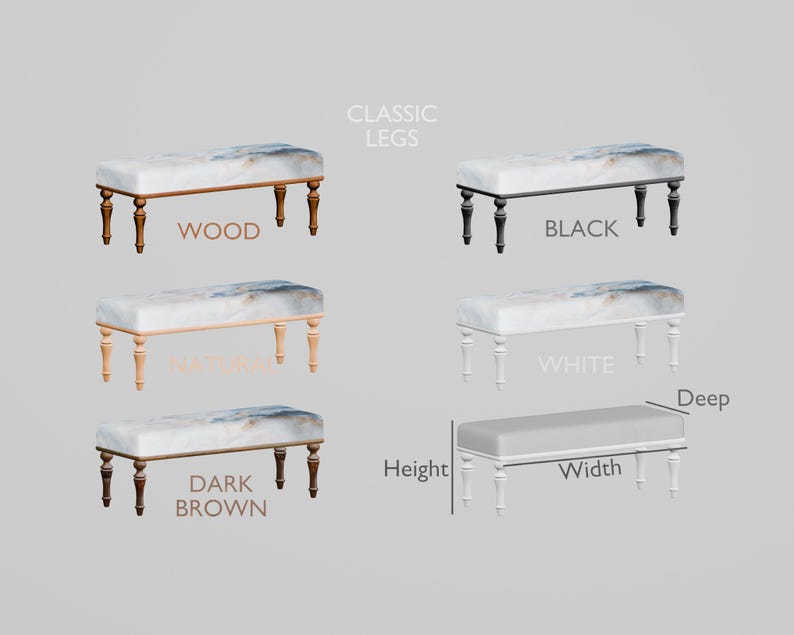 Ocean Pattern Bench, Ottoman Bench, Upholstered Bench, Boho Kitchen Seat, Modern Chair, Piano Bench, Coffee Table, Vanity Stool, BENCH 882