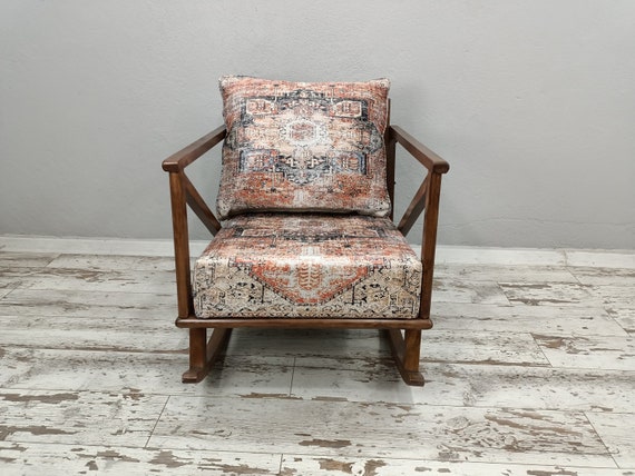 Padded Chair Rocking Chair Handmade Armchair Wood Work Chair One Seat Chair Living Room Chair Rest Chair Nursery Chair RC 794 Etsy