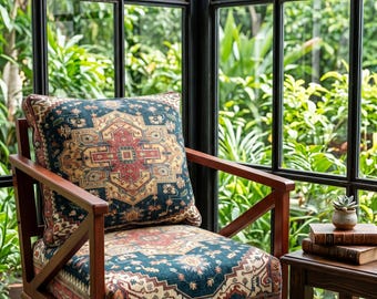 Sedia artigianale, mobili boho, sedia da soggiorno, poltrona d'accento, poltrona lounge, poltrona retrò, sedia da veranda, sedia da lettura, SOFA 1028