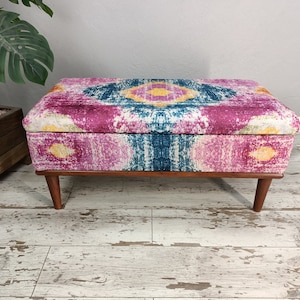Bedroom organizer, Storage bench, Bohemian bench, Storage unit, Upholstered bench, Trunk bench, Handmade furniture, Ottoman bench, ST- 81