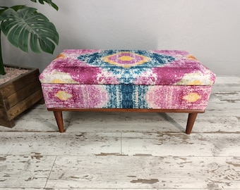 Bedroom organizer, Storage bench, Bohemian bench, Storage unit, Upholstered bench, Trunk bench, Handmade furniture, Ottoman bench, ST- 81