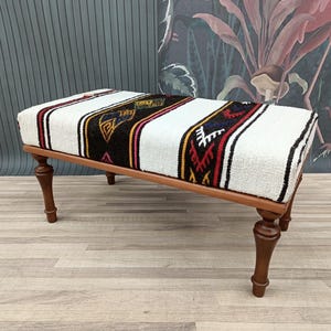 Kitchen bench, Footstool pouffie, Handmade furniture, Kilim bench, Piano bench, Entry bench, Shoe storage bench, 18x18x36 BENCH 1027