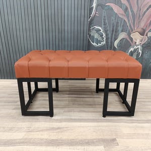 Leather ottoman bench, Chesterfield bench, Sofa bench, End of bed bench, Pub bench, Accent bench, Coffee table bench, Shoe bench, 18x18x36 "