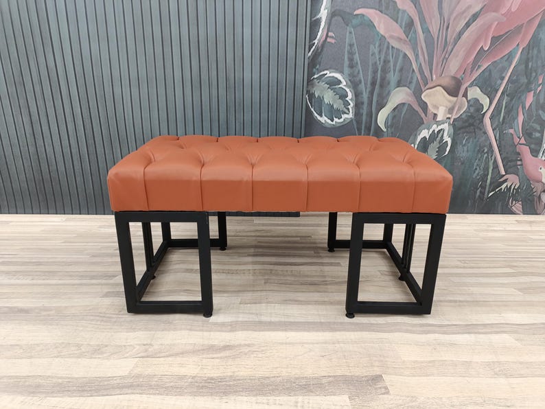 Leather ottoman bench, Chesterfield bench, Sofa bench, End of bed bench, Pub bench, Accent bench, Coffee table bench, Shoe bench, 18x18x36 "
