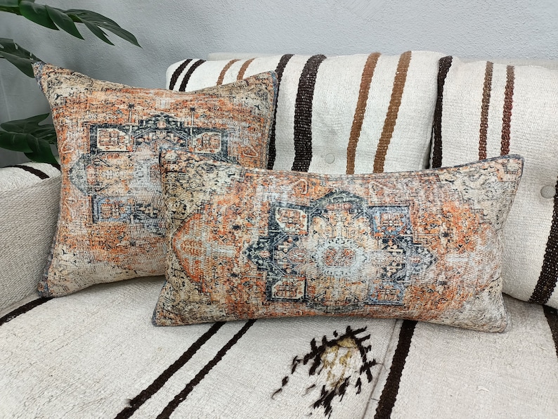 Kilim cushion cover, Handmade pillow, Turkish rug pillow, Decorative pillow, Sofa pillow, Couch pillow, 12x24 Pillow, PT 794 image 1