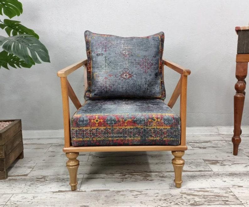 Desk chair, Retro armchair, Accent chair, Kitchen chair, Relaxing chair, Handmade armchair, Gray sofa, Farmhouse chair, SOFA 107 Natural