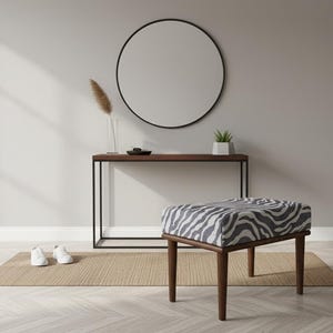 Hallway shoe bench, Zebra ottoman bench, Wood work bench, Cool saloon seat, Artistic furniture, Make up chair, Unique piano stool, BENCH ZEO