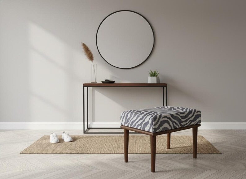 Hallway shoe bench, Zebra ottoman bench, Wood work bench, Cool saloon seat, Artistic furniture, Make up chair, Unique piano stool, BENCH ZEO