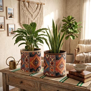 Coprivaso in tessuto tribale azteco / Fodero per fioriera in stile boho, PTB 00-2