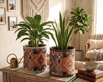 Tribal Aztec Fabric Pot Cover | Boho House Planter Sleeve, PTB 00-2