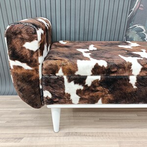 Cowhide pattern bench, Space saving bench, Fainting bench, Bench with arms, Ottoman storage, Furry bench, End of bed bench, ST COW-2