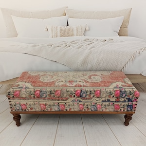 Turkish Rug Bench, Handmade Furniture, Bedroom Benches, Entryway Storage, Accent Chairs, Storage Ottoman, Country Cabinet, ST - 117