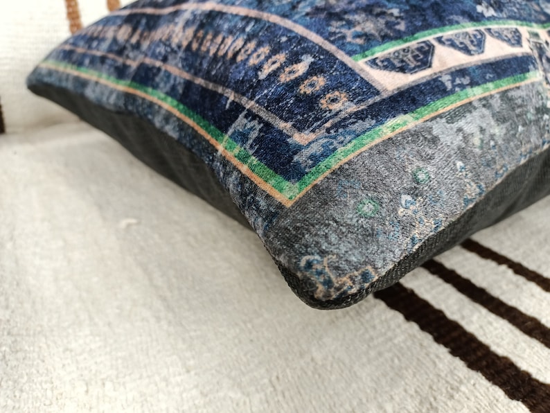 cojín boho, almohada azul marino, funda de almohada moderna, almohada de diseño de alfombra, almohada de cojín, almohada de sofá, funda de almohada turca, PT 868 imagen 7