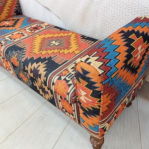 Storage Loveseat, Armed Ottoman Bench, Living Room Bench, Orange Sofa Couch, Aztec Bench, Upholstered Bench, Bed Benches, ST 18x51 00