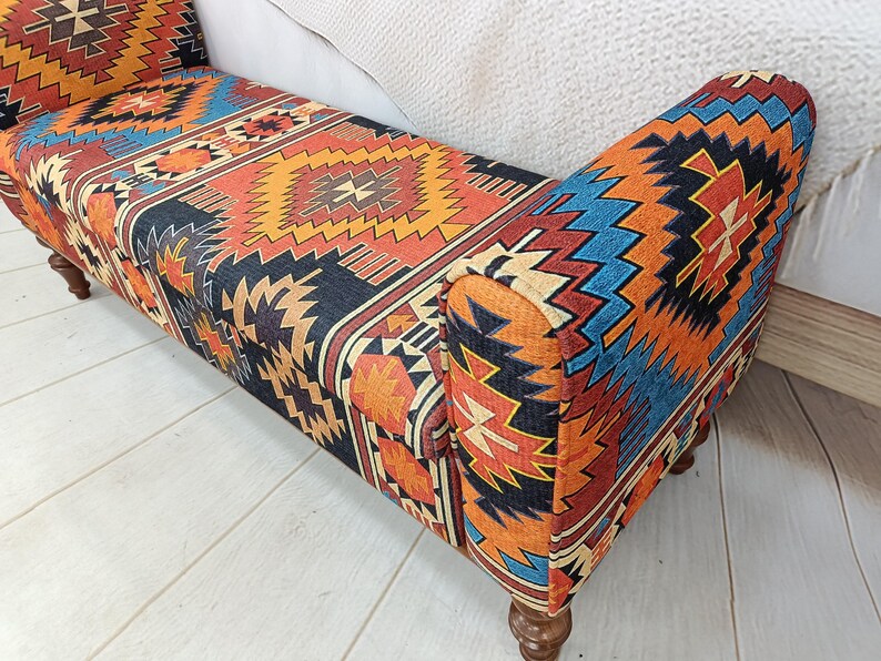 Storage Loveseat, Armed Ottoman Bench, Living Room Bench, Orange Sofa Couch, Aztec Bench, Upholstered Bench, Bed Benches, ST 18x51 00