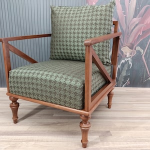 Handmade armchair, Wood work sofa, Living room furniture, Gift for mom, Gift for dad, Reading chair, Boho decor sofa, SOFA KM-06