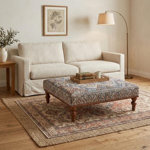 Handgemaakte houten tafel, Turks tapijt, poef, salontafel, woonkamertafel, keukendecor, gestoffeerde bank, eettafel, 36 x 36''