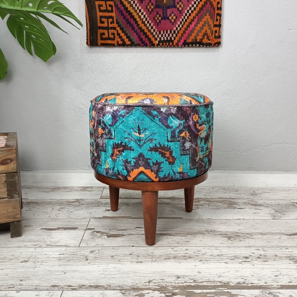 Pouf Stool, Ottoman Stool, Footstool Pouf, Bedroom Pouf, Hallway Bench, Sitting Bench, Foot Rest, Gothic Stool, Make Up Stool, FS 156