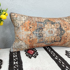 Kilim cushion cover, Handmade pillow, Turkish rug pillow, Decorative pillow, Sofa pillow, Couch pillow, 12x24 Pillow, PT 794
