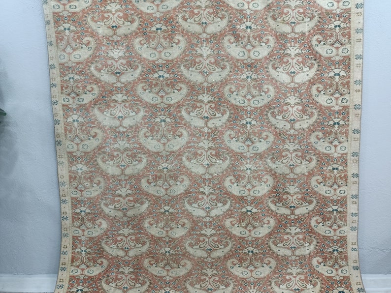 turkish rug, vintage rug, oushak rug, antique rug, bedroom rug, diningroom rug, 5.1 x 8.4 feet, oriental rug, home decor rug, VT-1199 image 2