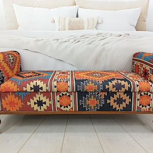 Storage Loveseat, Armed Ottoman Bench, Living Room Bench, Orange Sofa Couch, Aztec Bench, Upholstered Bench, Bed Benches, ST 18x51 00
