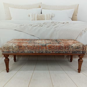 Upholstered Bedroom Bench, Turkish Rug Ottoman, Wooden Coffee Table, Kitchen Furnitures, Window Bench Seat, Padded Pouffe Ottoman, BENCH 794 image 11