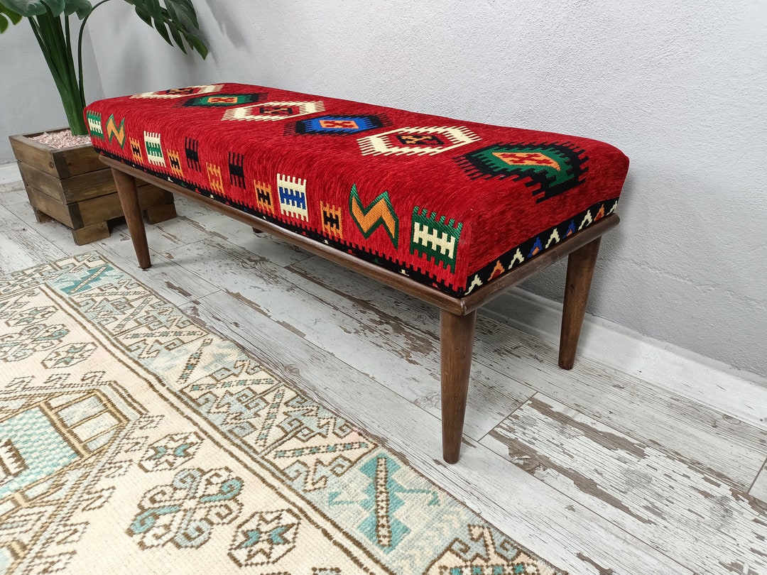 Red Color Bench Handmade Furniture Upholstered Bench Ottoman Bench Footstool Bench Vanity Chair Piano Bench 18x18x48 BENCH 1046 Etsy