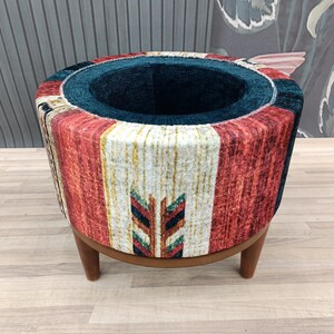 Pouf ottoman, Storage solution,  Vanity table bench, Barrel stool, Round bench, Upholstered bench, Storage bench, Shoe bench, FS 58-2