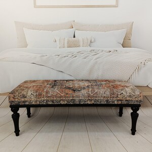 Upholstered Bedroom Bench, Turkish Rug Ottoman, Wooden Coffee Table, Kitchen Furnitures, Window Bench Seat, Padded Pouffe Ottoman, BENCH 794 image 14