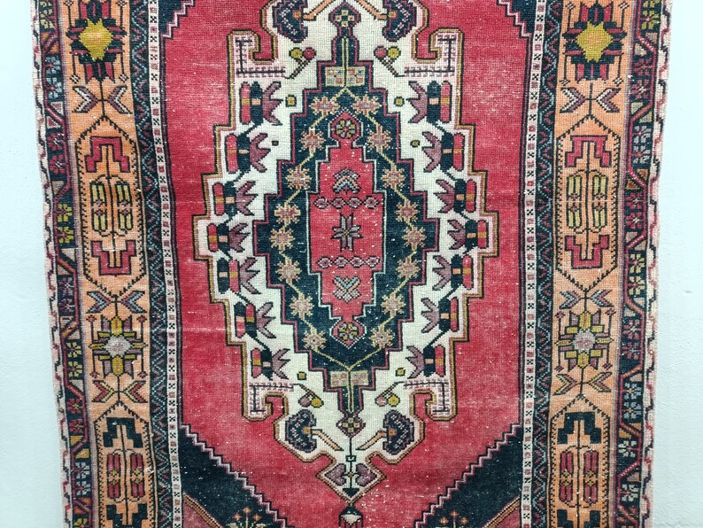 Handmade rug, Turkish rug, Anatolian area rug, Wool rug, Geometric rug, Vintage rustic rug, Nomadic rug, Organic rug, 4.1 x 7.3 ft, VT 2318 image 7