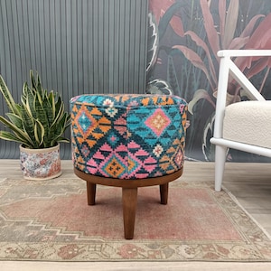 Vanity chair, Console chair, Ottoman bench, Upholstered footstool, Bohemian chair, Bedroom bench, Pouf chair, Hallway bench, Foot rest FS 37