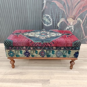 Entryway bench, Purse bench, Bedroom organizer, Piano bench, Ottoman storage, Kilim rug bench, Shoe bench, Secret storage, ST 18x36 354