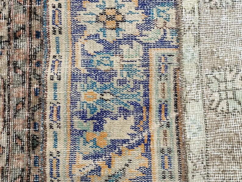 hallway runner, shabby chic rug, vintage oushak rug, patchwork rug, gothic rug, low pile runner, turkish runner rug, 2.7 x 9.5 ft VT 3888 image 5