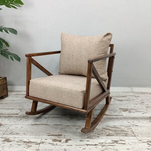 Mecedora artesanal, silla de madera maciza, silla cómoda, muebles de patio, silla de interior y exterior, silla de dormitorio, silla de descanso, RC 1033 imagen 9
