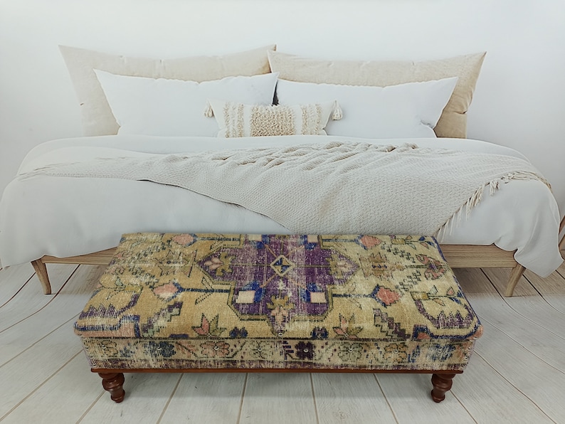 bedroom storage, entry bench, shoe storage, bohemian bench, handmade furniture, ottoman bench, footstool bench, boho bench, ST 18x48 225