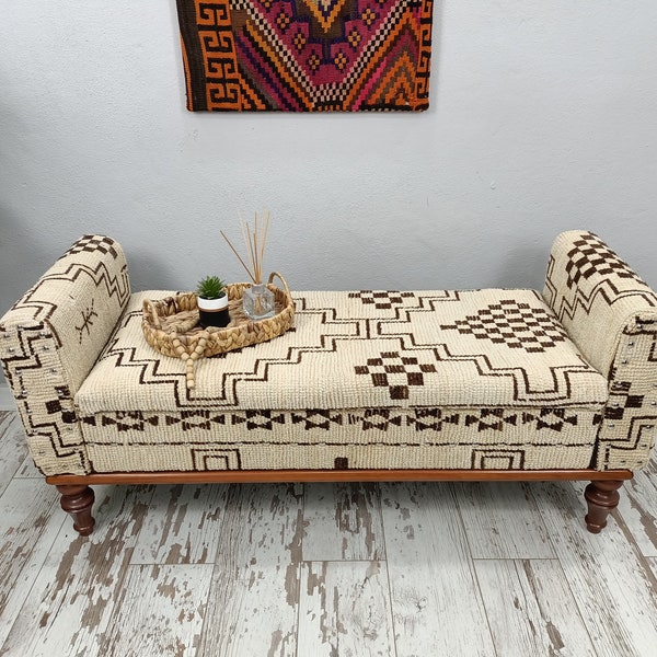 Storage Ottoman Bench, Entry Shoe Cabinet, Armed Storage Ottoman, Vintage Window Seat, Scandinavian Furniture, Upholstered Bench, ST- 64