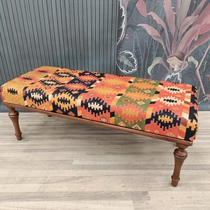 Hallway Bench, Ottoman Bench, Entryway Bench, Shoe Bench, Upholstered Bench, Dining Chair, Long Seat, Padded Bench, Mid Century, BENCH 161