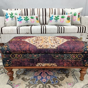 Upholstered Coffee Table, Storage Footstool, End Of Bed Bench, Purple Ottoman, Saloon Chair, Piano Bench, Flip Top Table, Foot Rest, ST- 870