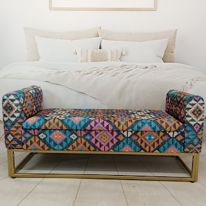 Artisantal lounge sofa, Daybed bedding, Dressing bench, Handmade furniture, Bench with arms, Storage seating, Bohemian daybed, MTL 18x51 37