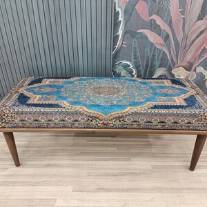 bedroom ottoman bench, wood bench, boho chair, dining table bench, footstool bench, turkish rug bench, upholstered bench, Bench 867