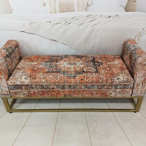 Lounge furniture, Orange sofa couch, Textile Art sofa, Rug upholstered sofa, Bench with arms, Sectional sofa, Storage seating, MTL 18x51 794 image 5
