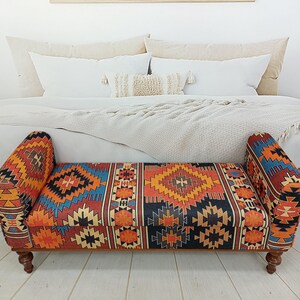 Storage Loveseat, Armed Ottoman Bench, Living Room Bench, Orange Sofa Couch, Aztec Bench, Upholstered Bench, Bed Benches, ST 18x51 00
