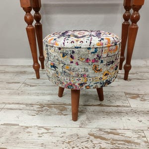 Footstool ottoman, Bohemian bench, Vanity stool, Entry bench, Hallway bench, Round bench, Kitchen chair, Bedroom bench, Floor seat, FS 100