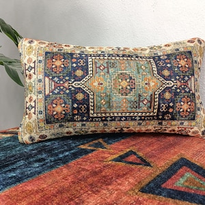 boho pillow, bench cushion, mini pillow cover, rug cushion, throw pillow, euro sham, lumbar pillow, 12x24 pillow, couch pillow, PT 160 image 2