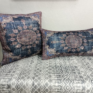 navy blue pillow, oriental pillow, modern pillow cover, couch cushion, retro pillow, bedding pillow, boho pilllowcase, lumbar pillow, PT 876