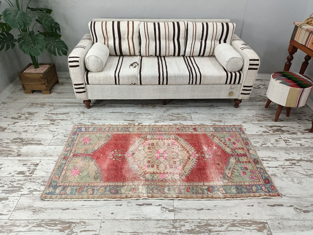 Oriental Rug Blush Pink Rug Wool Foyer Mat Boho Turkish - Etsy