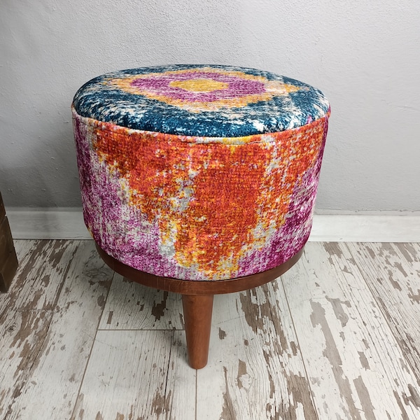 Funky Chair, Entry Chair, Shoe Ottoman, Bohemian Bench, Footstool Bench, Round Bench, Make Up Stool, Chair For sitting, Low Chair, FS 81